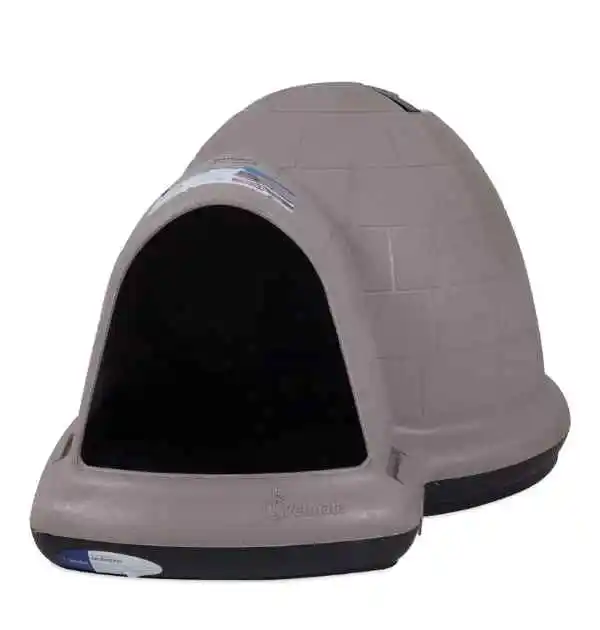 A large dog house featuring a top door, designed for comfort and accessibility for pets.