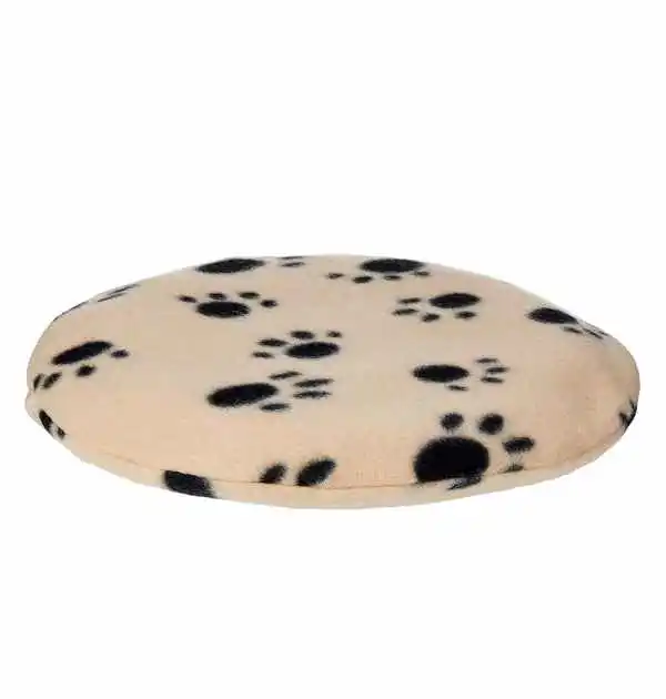 A dog paw print pillow on a white background, designed as a microwavable heating pad for comfort and warmth.