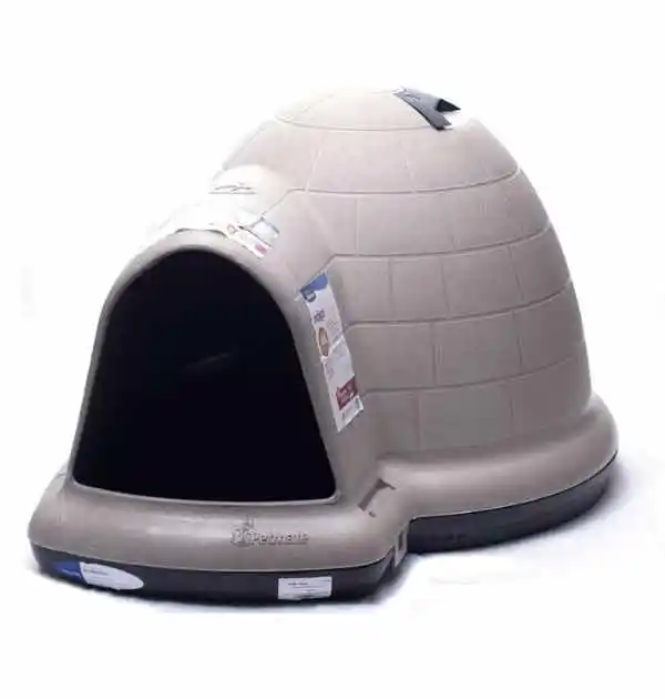 Petmate Indigo Igloo Dog House for large dogs, featuring a durable dome-shaped design with a vented roof.